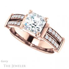 14k Rose Gold Asscher Cut Forever One Engagement Ring Setting #GTJ1279-asscher-fo-r