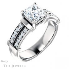 14k White Gold Asscher Cut Forever One Engagement Ring Setting #GTJ1279-asscher-fo-w