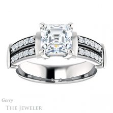 14k White Gold Asscher Cut Forever One Engagement Ring Setting #GTJ1279-asscher-fo-w