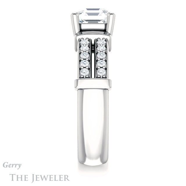 14k White Gold Asscher Cut Forever One Engagement Ring Setting #GTJ1279-asscher-fo-w