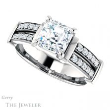 14k White Gold Asscher Cut Forever One Engagement Ring Setting #GTJ1279-asscher-fo-w