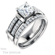 14k White Gold Asscher Cut Forever One Engagement Ring Setting #GTJ1279-asscher-fo-w