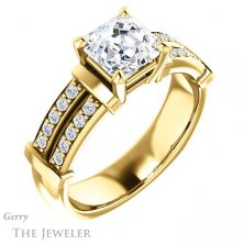 14k Yellow Gold Asscher Cut Forever One Engagement Ring Setting #GTJ1279-asscher-fo-y