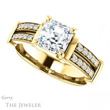 14k Yellow Gold Asscher Cut Forever One Engagement Ring Setting #GTJ1279-asscher-fo-y
