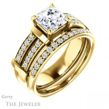 14k Yellow Gold Asscher Cut Forever One Engagement Ring Setting #GTJ1279-asscher-fo-y