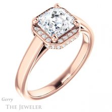 14k Rose Gold Asscher Cut Forever One Engagement Ring Setting #GTJ1284-asscher-fo-r 4 14k Rose Gold Asscher Cut Forever One Engagement Ring Setting #GTJ1284-asscher-fo-r