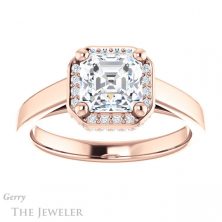 14k Rose Gold Asscher Cut Forever One Engagement Ring Setting #GTJ1284-asscher-fo-r 1 14k Rose Gold Asscher Cut Forever One Engagement Ring Setting #GTJ1284-asscher-fo-r