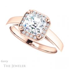 14k Rose Gold Asscher Cut Forever One Engagement Ring Setting #GTJ1284-asscher-fo-r 5 14k Rose Gold Asscher Cut Forever One Engagement Ring Setting #GTJ1284-asscher-fo-r