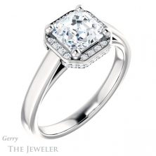 14k White Gold Asscher Cut Forever One Engagement Ring Setting #GTJ1284-asscher-fo-w 4 14k White Gold Asscher Cut Forever One Engagement Ring Setting #GTJ1284-asscher-fo-w
