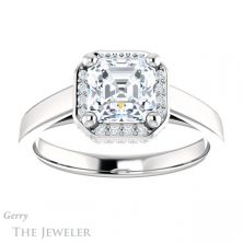 14k White Gold Asscher Cut Forever One Engagement Ring Setting #GTJ1284-asscher-fo-w 1 14k White Gold Asscher Cut Forever One Engagement Ring Setting #GTJ1284-asscher-fo-w
