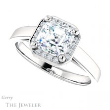 14k White Gold Asscher Cut Forever One Engagement Ring Setting #GTJ1284-asscher-fo-w 5 14k White Gold Asscher Cut Forever One Engagement Ring Setting #GTJ1284-asscher-fo-w