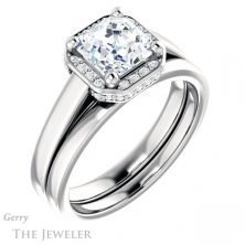 14k White Gold Asscher Cut Forever One Engagement Ring Setting #GTJ1284-asscher-fo-w 6 14k White Gold Asscher Cut Forever One Engagement Ring Setting #GTJ1284-asscher-fo-w