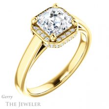 14k Yellow Gold Asscher Cut Forever One Engagement Ring Setting #GTJ1284-asscher-fo-y 4 14k Yellow Gold Asscher Cut Forever One Engagement Ring Setting #GTJ1284-asscher-fo-y