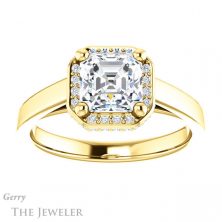 14k Yellow Gold Asscher Cut Forever One Engagement Ring Setting #GTJ1284-asscher-fo-y 1 14k Yellow Gold Asscher Cut Forever One Engagement Ring Setting #GTJ1284-asscher-fo-y