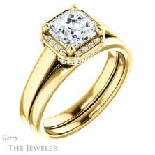 14k Yellow Gold Asscher Cut Forever One Engagement Ring Setting #GTJ1284-asscher-fo-y 6 14k Yellow Gold Asscher Cut Forever One Engagement Ring Setting #GTJ1284-asscher-fo-y