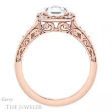 14k Rose Gold Asscher Cut Forever One Engagement Ring Setting #GTJ900-asscher-fo-r