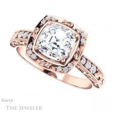 14k Rose Gold Asscher Cut Forever One Engagement Ring Setting #GTJ900-asscher-fo-r