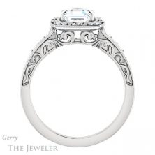 14k White Gold Asscher Cut Forever One Engagement Ring Setting #GTJ900-asscher-fo-w