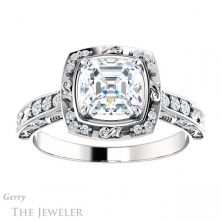 14k White Gold Asscher Cut Forever One Engagement Ring Setting #GTJ900-asscher-fo-w