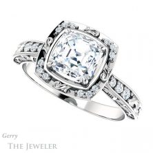 14k White Gold Asscher Cut Forever One Engagement Ring Setting #GTJ900-asscher-fo-w