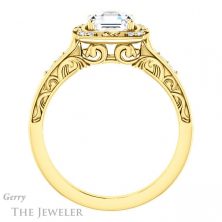 14k Yellow Gold Asscher Cut Forever One Engagement Ring Setting #GTJ900-asscher-fo-y