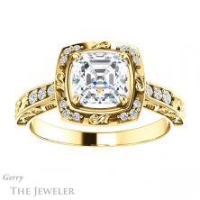 14k Yellow Gold Asscher Cut Forever One Engagement Ring Setting #GTJ900-asscher-fo-y