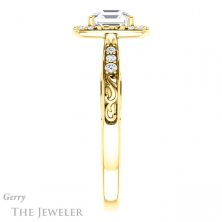 14k Yellow Gold Asscher Cut Forever One Engagement Ring Setting #GTJ900-asscher-fo-y