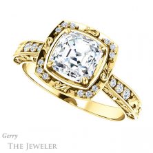 14k Yellow Gold Asscher Cut Forever One Engagement Ring Setting #GTJ900-asscher-fo-y