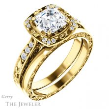 14k Yellow Gold Asscher Cut Forever One Engagement Ring Setting #GTJ900-asscher-fo-y