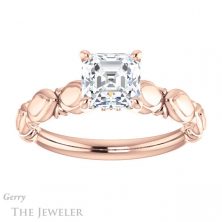14k Rose Gold Asscher Cut Forever One Engagement Ring Setting #GTJ901-asscher-fo-r