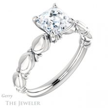 14k White Gold Asscher Cut Forever One Engagement Ring Setting #GTJ901-asscher-fo-w