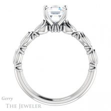 14k White Gold Asscher Cut Forever One Engagement Ring Setting #GTJ901-asscher-fo-w