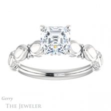 14k White Gold Asscher Cut Forever One Engagement Ring Setting #GTJ901-asscher-fo-w