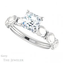 14k White Gold Asscher Cut Forever One Engagement Ring Setting #GTJ901-asscher-fo-w