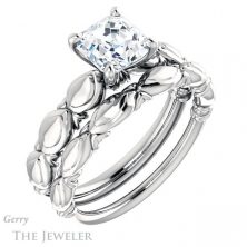 14k White Gold Asscher Cut Forever One Engagement Ring Setting #GTJ901-asscher-fo-w