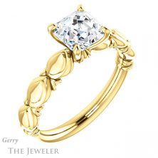 14k Yellow Gold Asscher Cut Forever One Engagement Ring Setting #GTJ901-asscher-fo-y