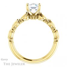 14k Yellow Gold Asscher Cut Forever One Engagement Ring Setting #GTJ901-asscher-fo-y