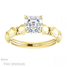 14k Yellow Gold Asscher Cut Forever One Engagement Ring Setting #GTJ901-asscher-fo-y