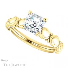 14k Yellow Gold Asscher Cut Forever One Engagement Ring Setting #GTJ901-asscher-fo-y