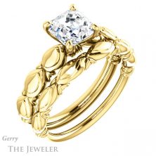 14k Yellow Gold Asscher Cut Forever One Engagement Ring Setting #GTJ901-asscher-fo-y