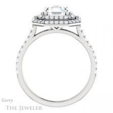 14k White Gold Asscher Cut Forever One Engagement Ring Setting #GTJ903-asscher-fo-w