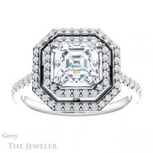 14k White Gold Asscher Cut Forever One Engagement Ring Setting #GTJ903-asscher-fo-w