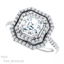 14k White Gold Asscher Cut Forever One Engagement Ring Setting #GTJ903-asscher-fo-w