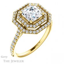 14k Yellow Gold Asscher Cut Forever One Engagement Ring Setting #GTJ903-asscher-fo-y 4 14k Yellow Gold Asscher Cut Forever One Engagement Ring Setting #GTJ903-asscher-fo-y