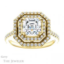 14k Yellow Gold Asscher Cut Forever One Engagement Ring Setting #GTJ903-asscher-fo-y 1 14k Yellow Gold Asscher Cut Forever One Engagement Ring Setting #GTJ903-asscher-fo-y