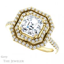 14k Yellow Gold Asscher Cut Forever One Engagement Ring Setting #GTJ903-asscher-fo-y 5 14k Yellow Gold Asscher Cut Forever One Engagement Ring Setting #GTJ903-asscher-fo-y