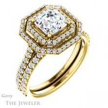 14k Yellow Gold Asscher Cut Forever One Engagement Ring Setting #GTJ903-asscher-fo-y 6 14k Yellow Gold Asscher Cut Forever One Engagement Ring Setting #GTJ903-asscher-fo-y