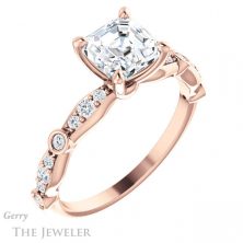 14k Rose Gold Asscher Cut Forever One Engagement Ring Setting #GTJ904-asscher-fo-r 4 14k Rose Gold Asscher Cut Forever One Engagement Ring Setting #GTJ904-asscher-fo-r