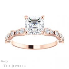14k Rose Gold Asscher Cut Forever One Engagement Ring Setting #GTJ904-asscher-fo-r 1 14k Rose Gold Asscher Cut Forever One Engagement Ring Setting #GTJ904-asscher-fo-r