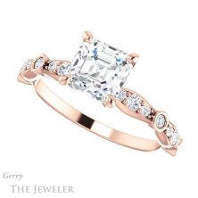 14k Rose Gold Asscher Cut Forever One Engagement Ring Setting #GTJ904-asscher-fo-r 5 14k Rose Gold Asscher Cut Forever One Engagement Ring Setting #GTJ904-asscher-fo-r